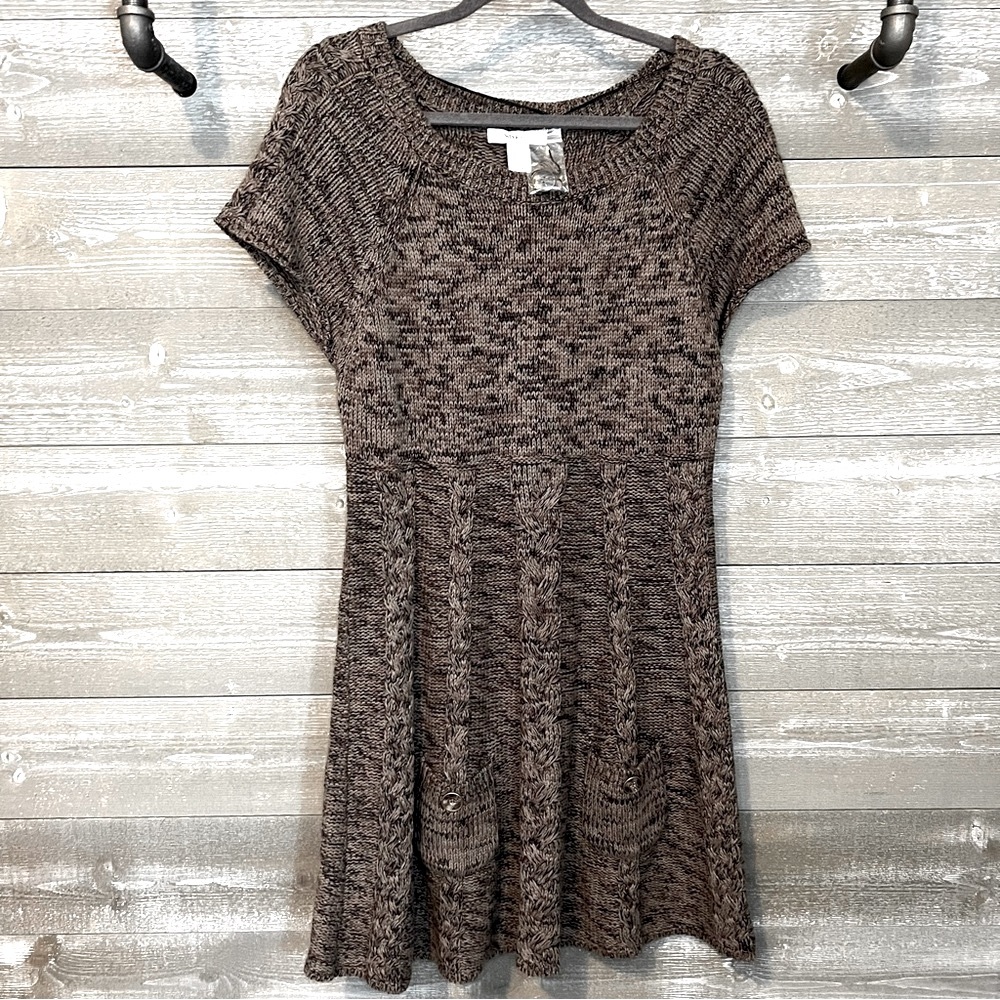 Style & Co. | Heather Brown Black Knit Sweater Dress Size Large NWOT
